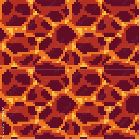 Lava pixel art texture. Magma tile seamless pattern. 8 bit sprite. Game ...