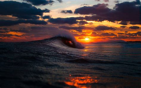 Download Big Black Wave Ocean Sunset Wallpaper | Wallpapers.com