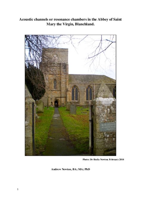 (PDF) Acoustic channels in Blanchland Abbey, Northumberland | Andrew C ...