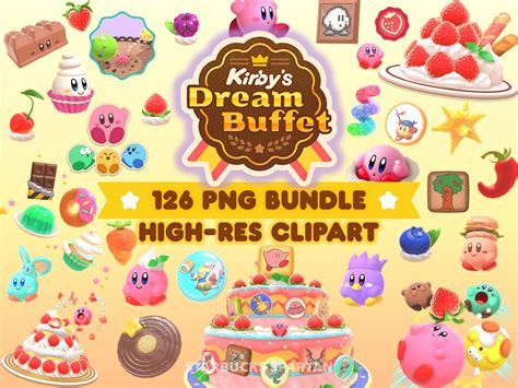 Kirby's Dream Buffet PNG Bundle Kirby Cafe Cute Print Art Poster Print Sublimation Video Game ...