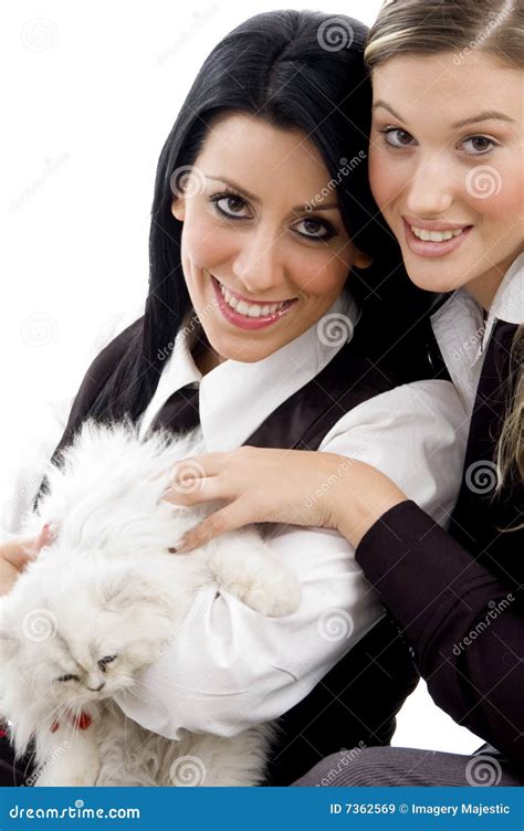 Young Friends Playing with Cat Stock Image - Image of attractive, posing: 7362569