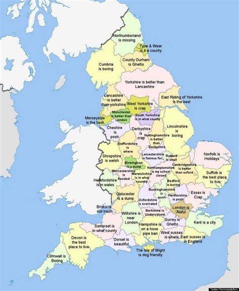 A map of England, according to Google autocomplete | England map ...