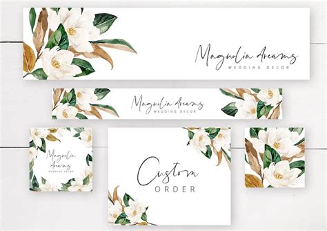 Etsy shop banner templates with magnolia flowers Set of 5 | Etsy