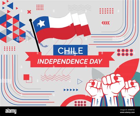 CHILE Map and raised fists. National day or Independence day design for CHILE celebration ...