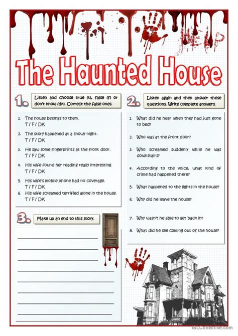 THE HAUNTED HOUSE - LISTENING AND WR…: English ESL worksheets pdf & doc