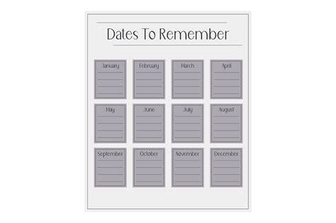 Dates to Remember Calendar Template - Modern Minimalist SVG Cut file by ...