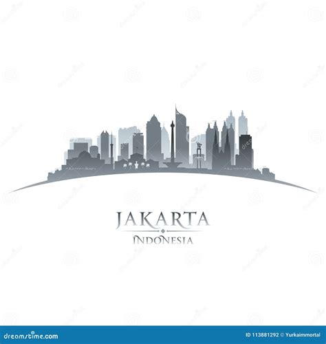 Jakarta Indonesia City Skyline Silhouette Black Background Cartoon ...