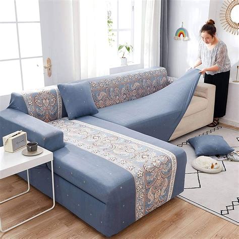 L Shape Sofa Covers,Stretch Sectional Couch Covers,Soft L-Shaped Sofa Slipcovers,with Elastic ...