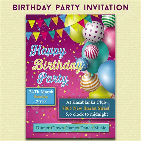 Birthday Party Invitation Template Download on Pngtree