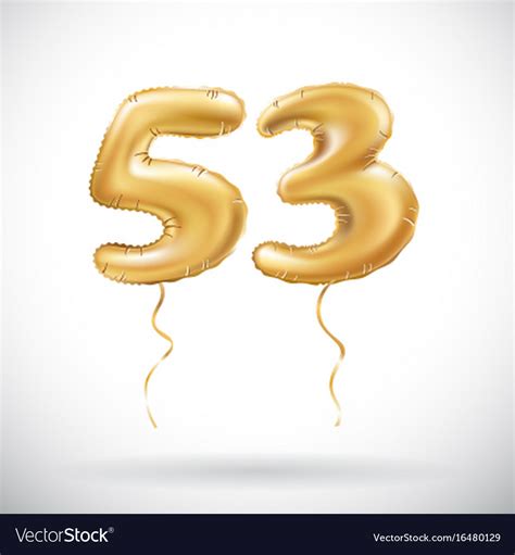 Golden Number 53 Fifty Three Metallic Balloon Vector Image 36888 | Hot ...