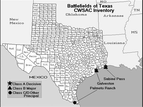 Texas Map of Battles American Civil War