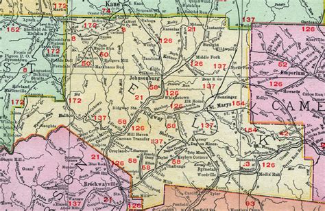 Elk County, Pennsylvania 1911 Map by Rand McNally, Ridgway, Johnsonville, PA