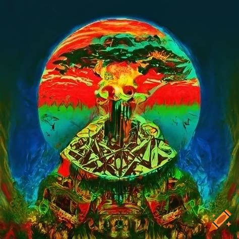 Psychedelic and biblical inspired album cover on Craiyon