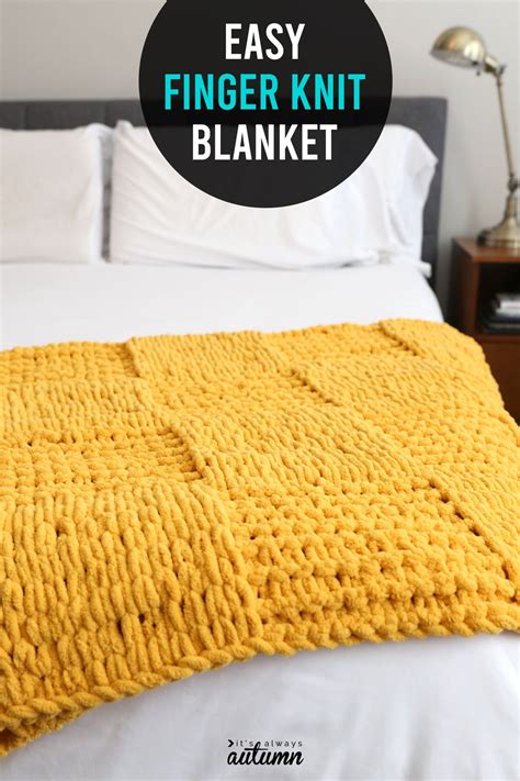 How to Finger Knit a Textured Checkerboard Blanket | Finger knitting, Finger knitting projects ...