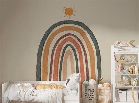 Boho Nursery Rainbow Print Wallpaper | Giffywalls