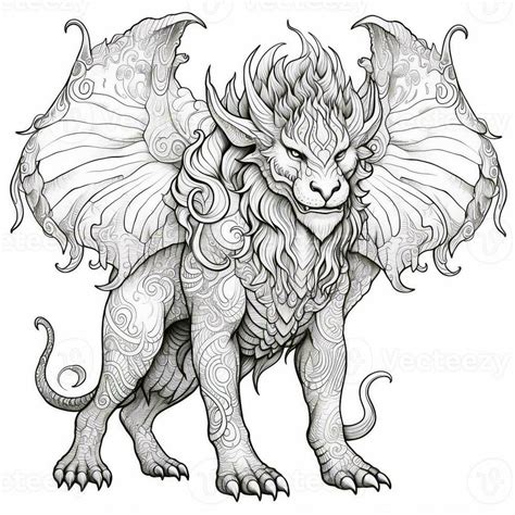 Chimera Coloring Pages For Adults 26595664 Stock Photo at Vecteezy