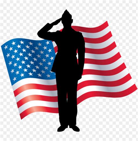 Raphic Of A Soldier Saluting With An American Flag - Free Clip Art Veterans Day PNG Transparent ...