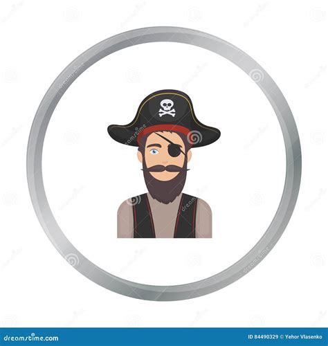 Pirate with Eye Patch Icon in Cartoon Style Isolated on White Background. Pirates Symbol Stock ...