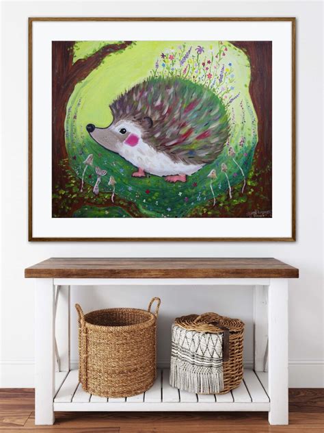 Hedgehogs Woodland Hollow Fine Art Print of Oil Painting - Etsy