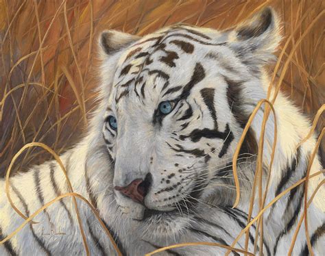 Portrait White Tiger 1 Painting by Lucie Bilodeau