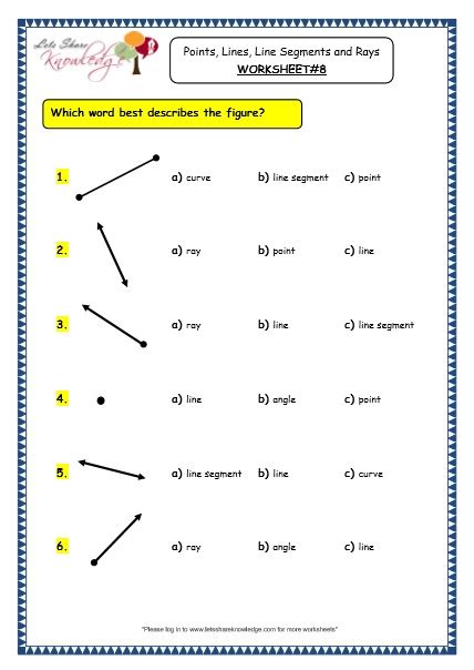 Grade 3 Maths Worksheets: (14.1 Geometry: Points, Lines, Line Segments ...