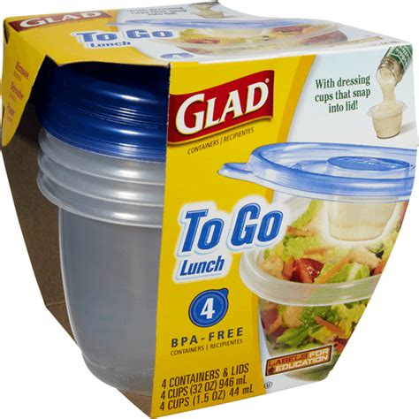 Glad Containers, Lunch To-Go, With Lids | Plastic Containers | Foodtown