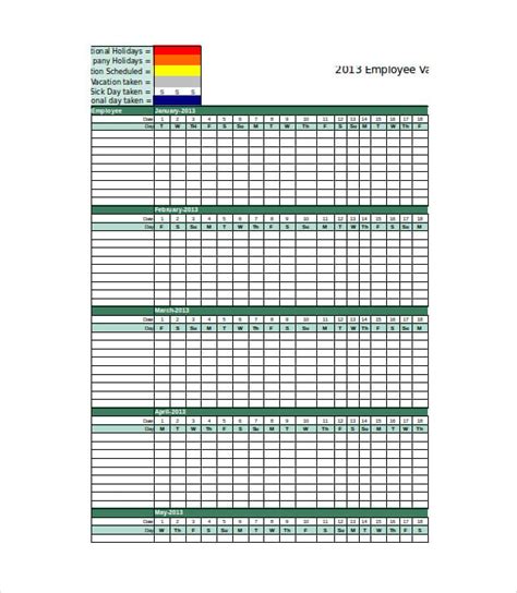 Printable Employee Vacation Tracker Excel - Printable Templates