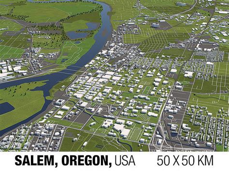 Salem Oregon USA 50x50km City Map 3D model | CGTrader