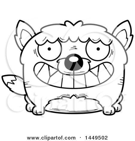 Cartoon Black and White Lineart Grinning Wolf Character Mascot Posters, Art Prints by - Interior ...