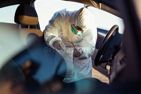 Forensic Science. Criminologist Investigates a Crime Scene. Stock Image ...