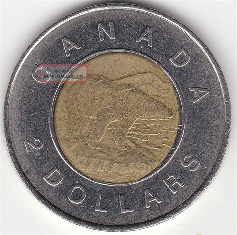 Rare 1996 Canadian 2 Dollar Coin - Center Off Strike