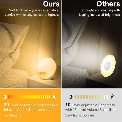 Sunrise Alarm Clock, Wake Up Light/Sunlight Lamp with Dual Alarm Clocks ...