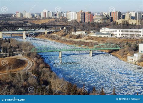 Winter River Valley View in Edmonton Stock Image - Image of apartment ...