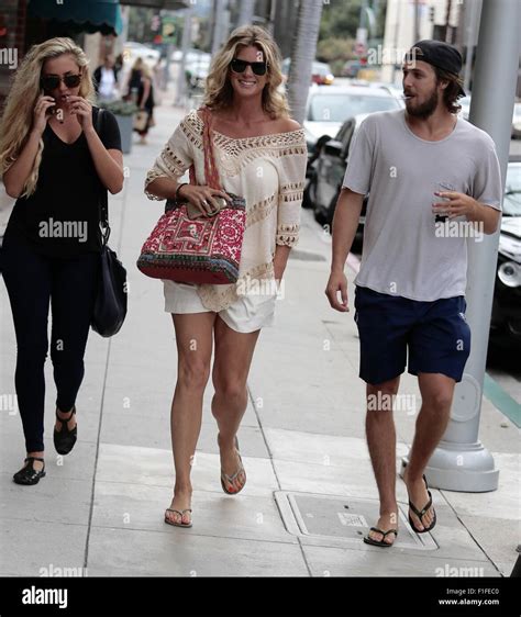 Rachel Hunter taking a stroll with her son Liam Stewart and his girlfriend in Los Angeles ...