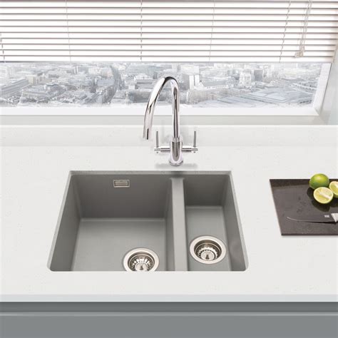 Granite Composite Undermount Kitchen Sink 1.5 Bowl Grey