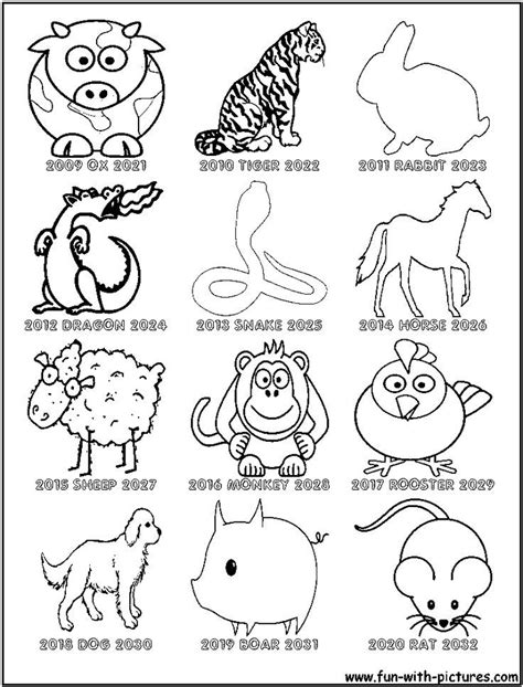 Chinese New Year Animals Coloring Pages - Coloring Home