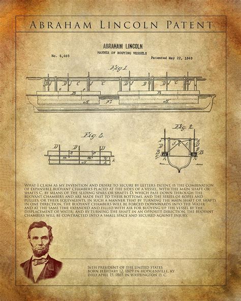 Abraham Lincoln Patent Art Print Manner of Buoying Vessels