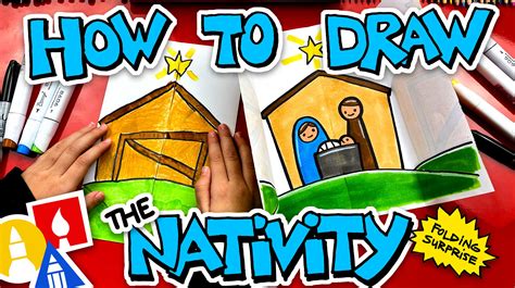 How To Draw The Christmas Nativity With Folding Surprise - Art For Kids Hub