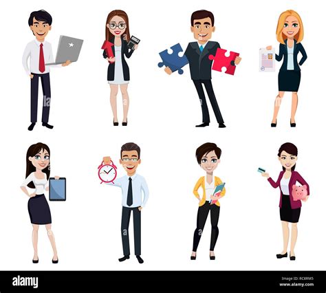 Business people, set of eight poses. Business men and women cartoon ...