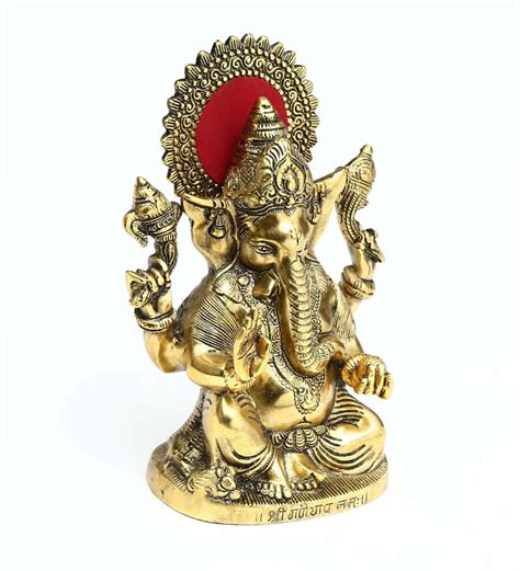 Buy Golden Aluminium Ganesh Statue Religious Idol by Handicrafts Paradise Online - Ganesha ...