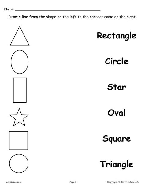 4 Shapes Matching Worksheets! | Shapes worksheet kindergarten, Free ...