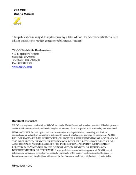 Z80 datasheet, cpu equivalent, Zilog