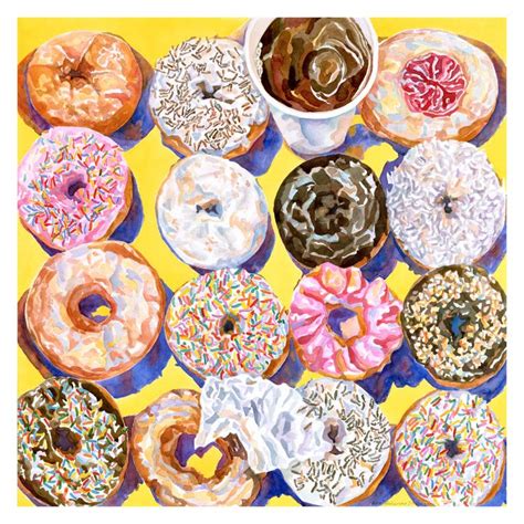 Donuts On Yellow To Go 8 x 8 Archival Fine Art by artonthemenu, $15.00 ...