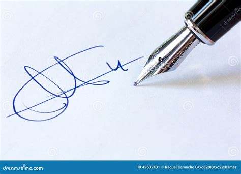 Fountain Pen and Signature stock image. Image of blue - 42632431