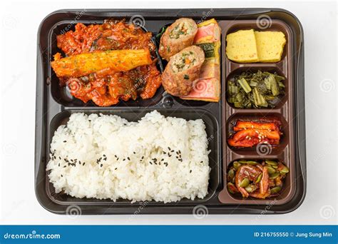 Korean Lunch Box on White Background Stock Photo - Image of vegetable, easy: 216755550