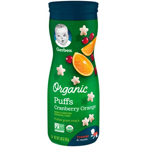 (Pack of 6) Gerber Organic Puffs Cereal Snack, Cranberry Orange, 1.48 oz. - Walmart.com ...