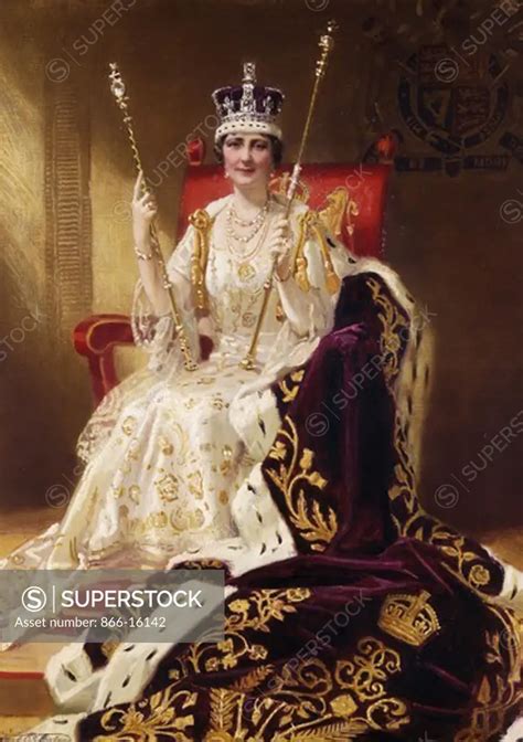 Portrait of H.M. Queen Elizabeth, seated full length, in Coronation Robes. Frank O. Salisbury ...