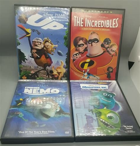 Set Of 4 Disney Pixar Books Incredibles Monsters Inc Finding Nemo Toy ...