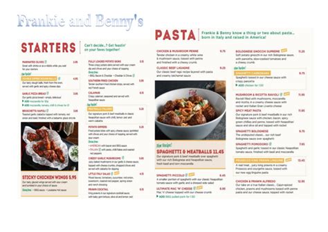 Frankie and Benny's Menu | Teaching Resources