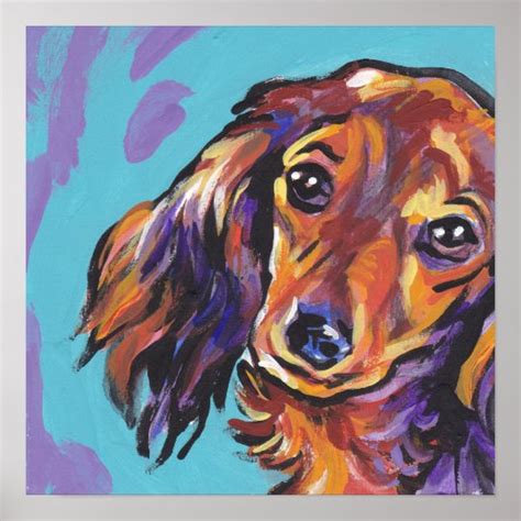 Red Dachshund Bright Pop Art poster print | Zazzle.com